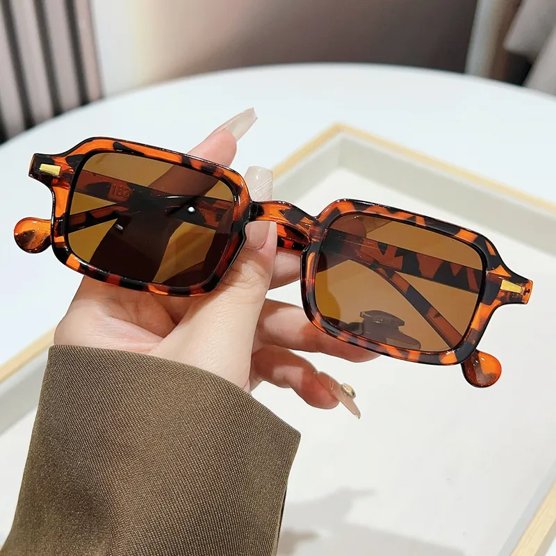 Casual Simple Style Leopard Ac UV400 Protection Square Rivet Full Frame Glasses display picture 3
