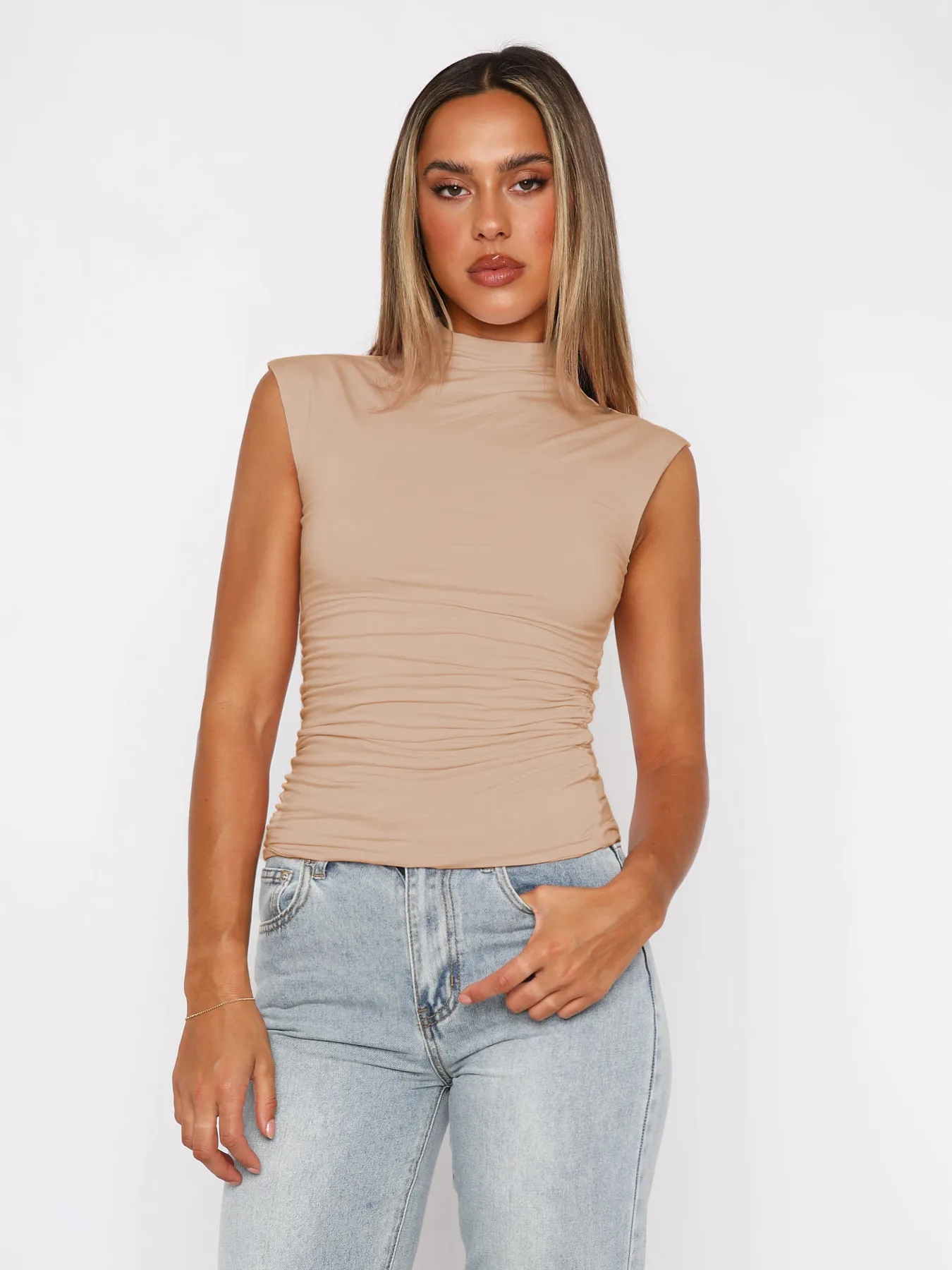 Fashion  Sexy Women's Half-turtleneck Sleeveless Elegant Small Vest Pleated All-match Base Short Top display picture 24