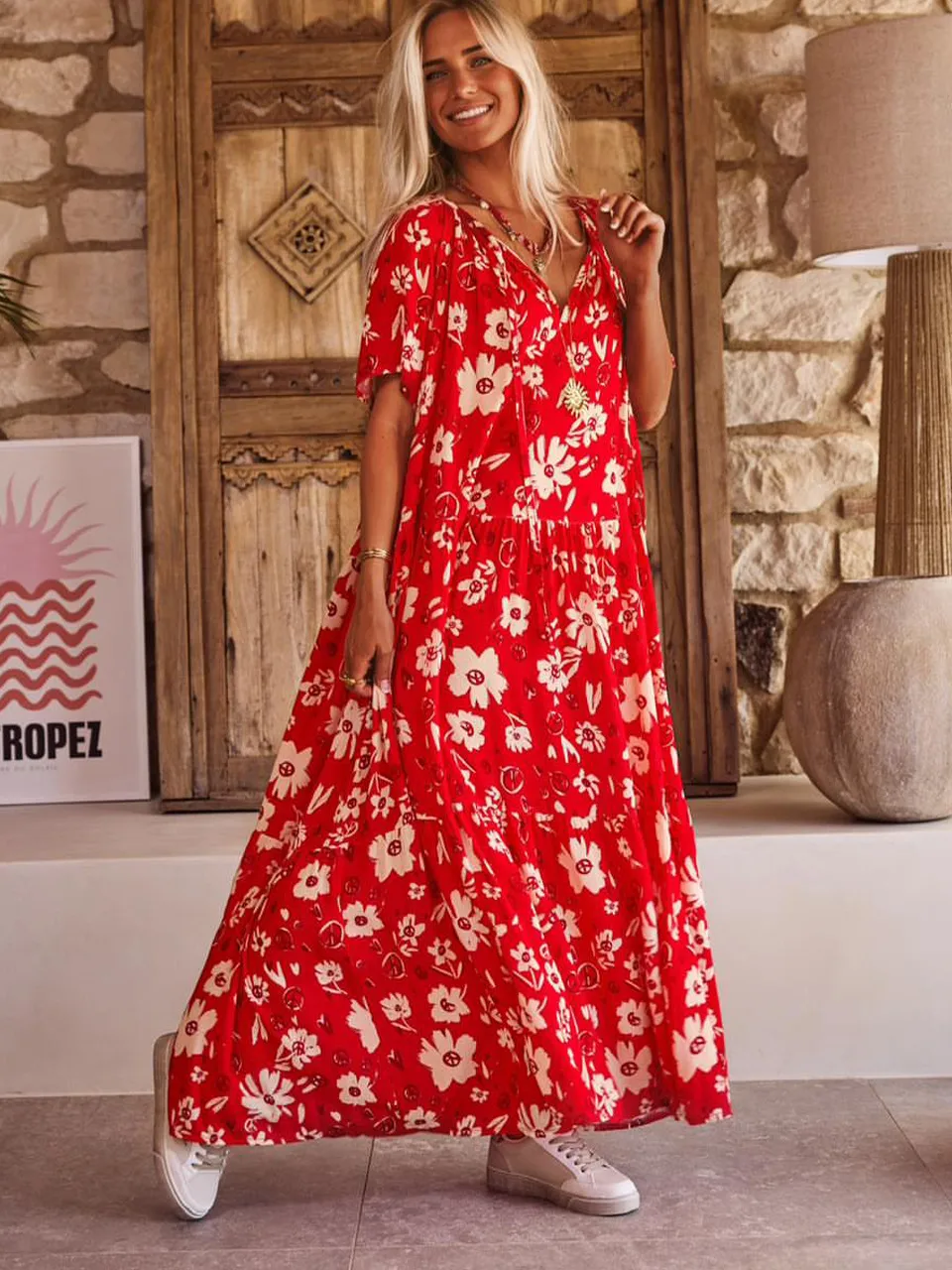 Spring And Summer Casual New  Bohemian Style Dress Digital Printing Vacation Retro Art Mid-length Dress For Women display picture 9