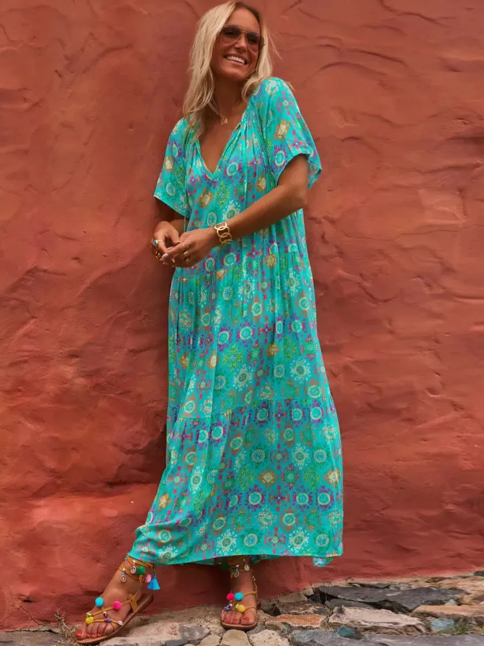 Spring And Summer Casual New  Bohemian Style Dress Digital Printing Vacation Retro Art Mid-length Dress For Women display picture 14