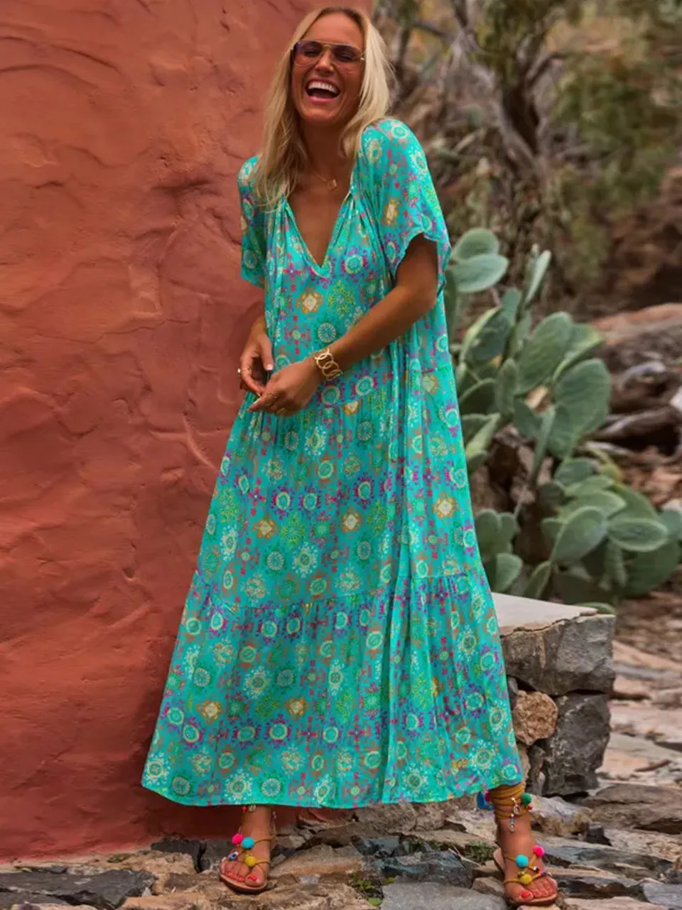 Spring And Summer Casual New  Bohemian Style Dress Digital Printing Vacation Retro Art Mid-length Dress For Women display picture 16