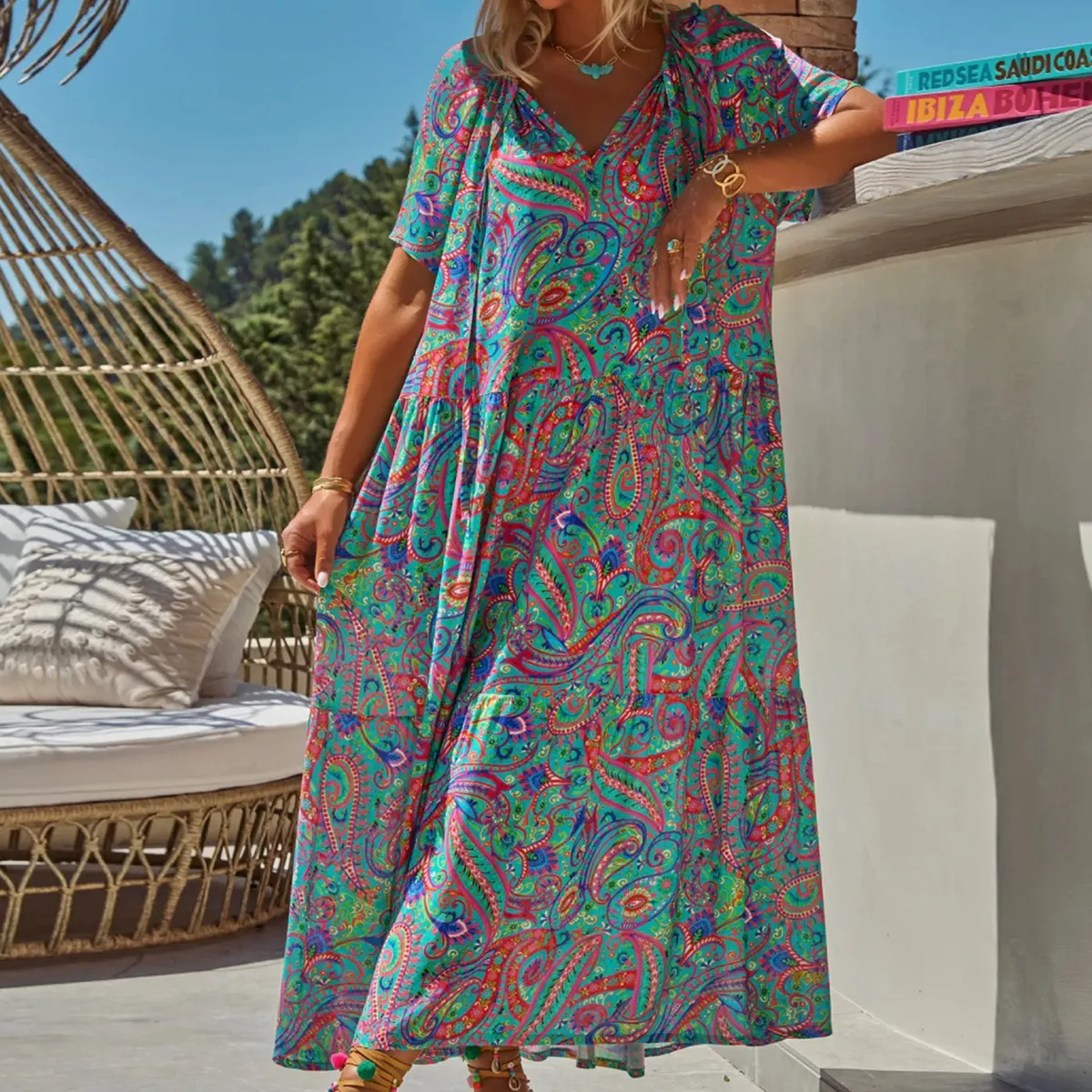 Spring And Summer Casual New  Bohemian Style Dress Digital Printing Vacation Retro Art Mid-length Dress For Women display picture 17