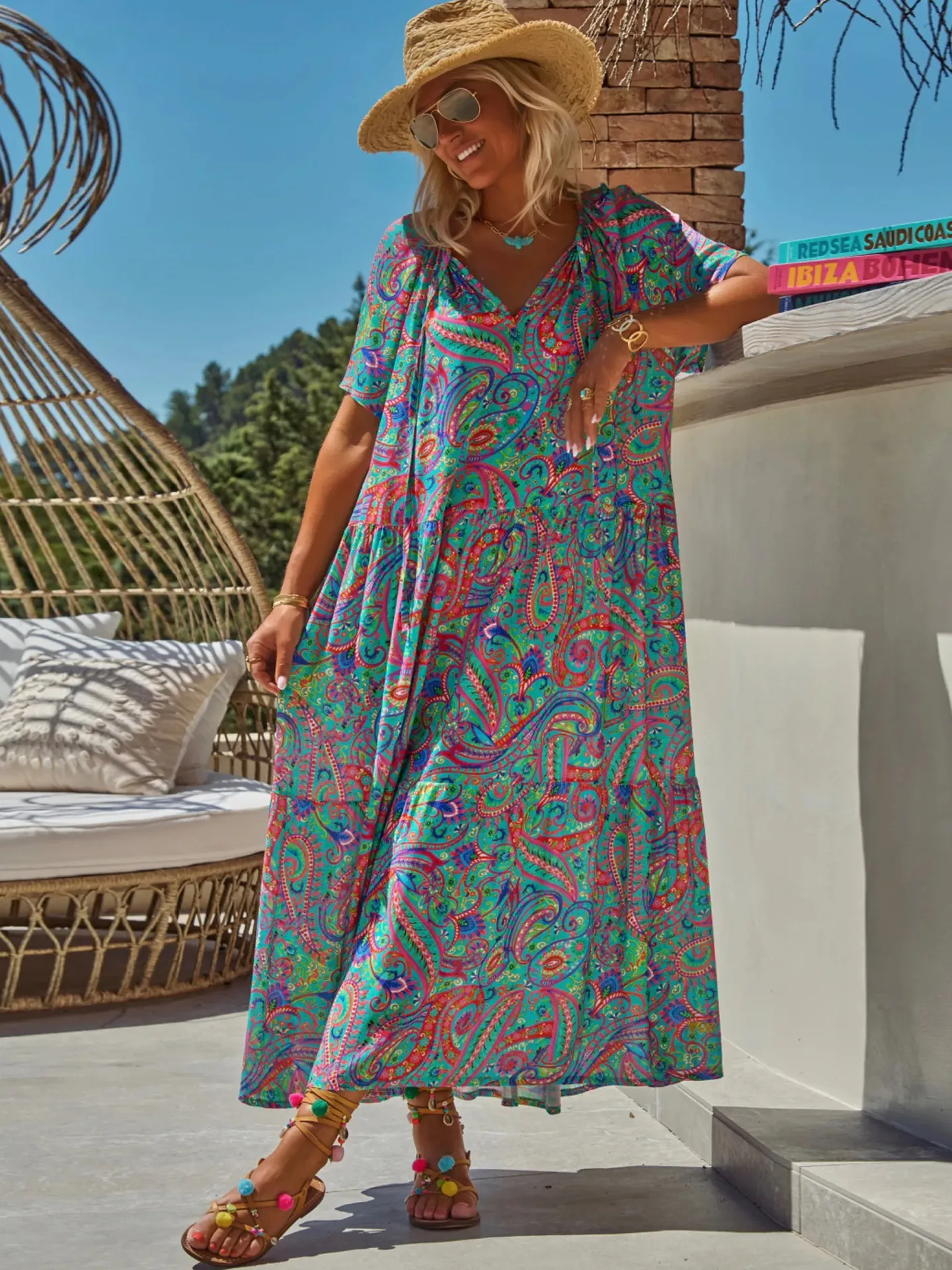 Spring And Summer Casual New  Bohemian Style Dress Digital Printing Vacation Retro Art Mid-length Dress For Women display picture 21