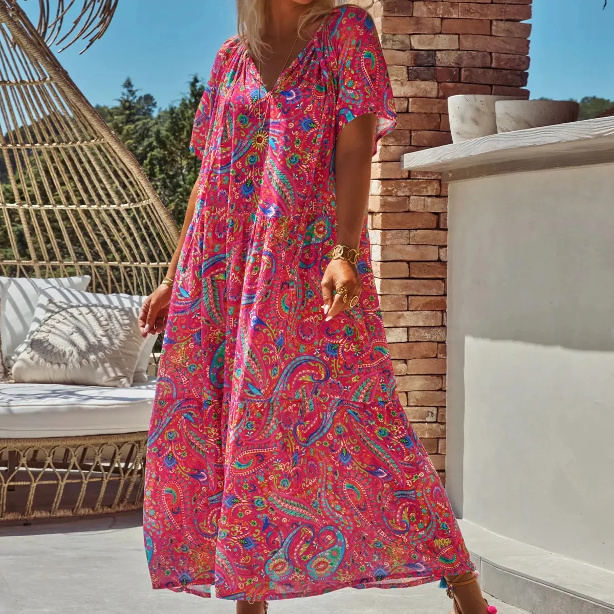 Spring And Summer Casual New  Bohemian Style Dress Digital Printing Vacation Retro Art Mid-length Dress For Women display picture 22