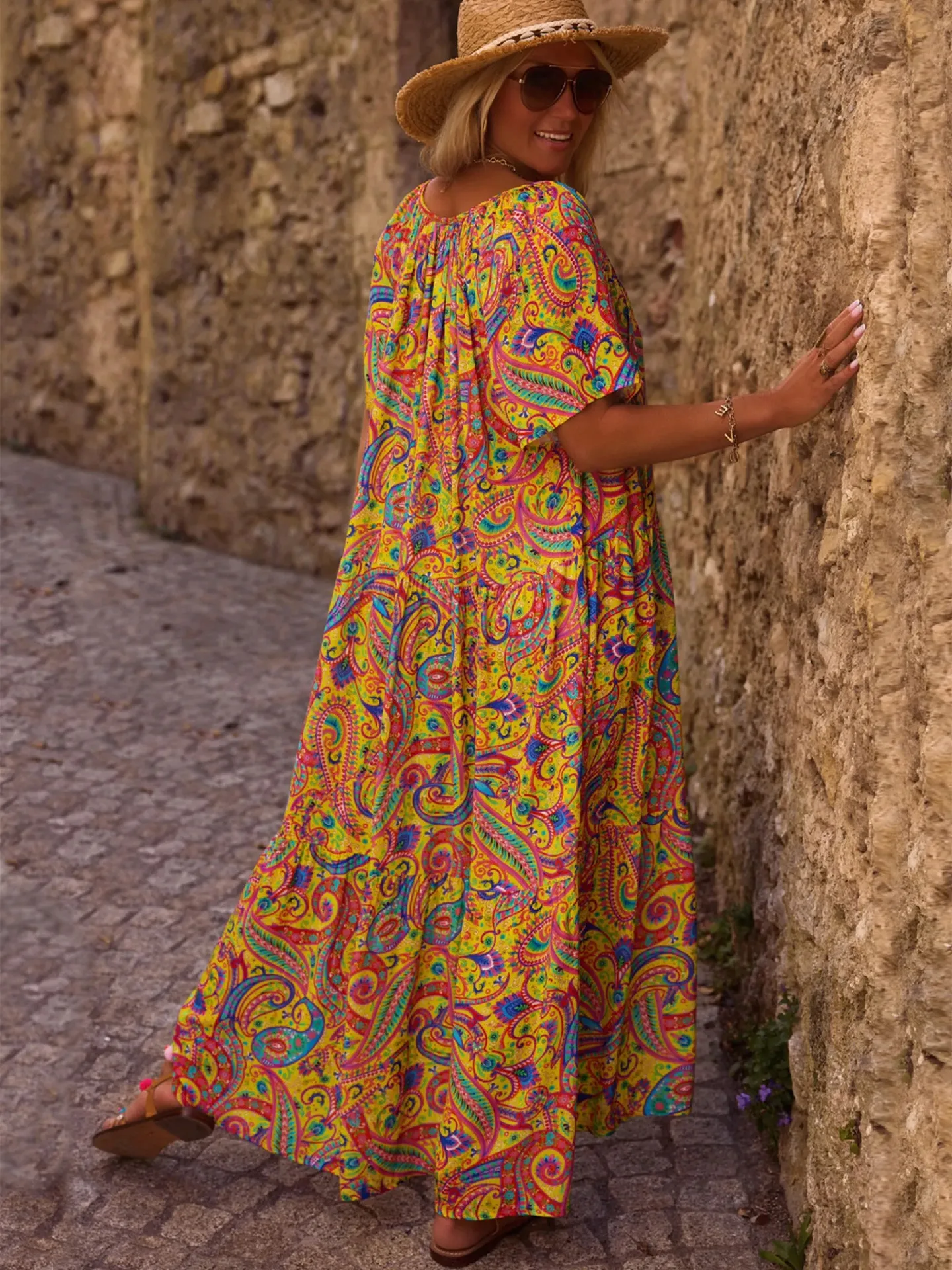 Spring And Summer Casual New  Bohemian Style Dress Digital Printing Vacation Retro Art Mid-length Dress For Women display picture 28