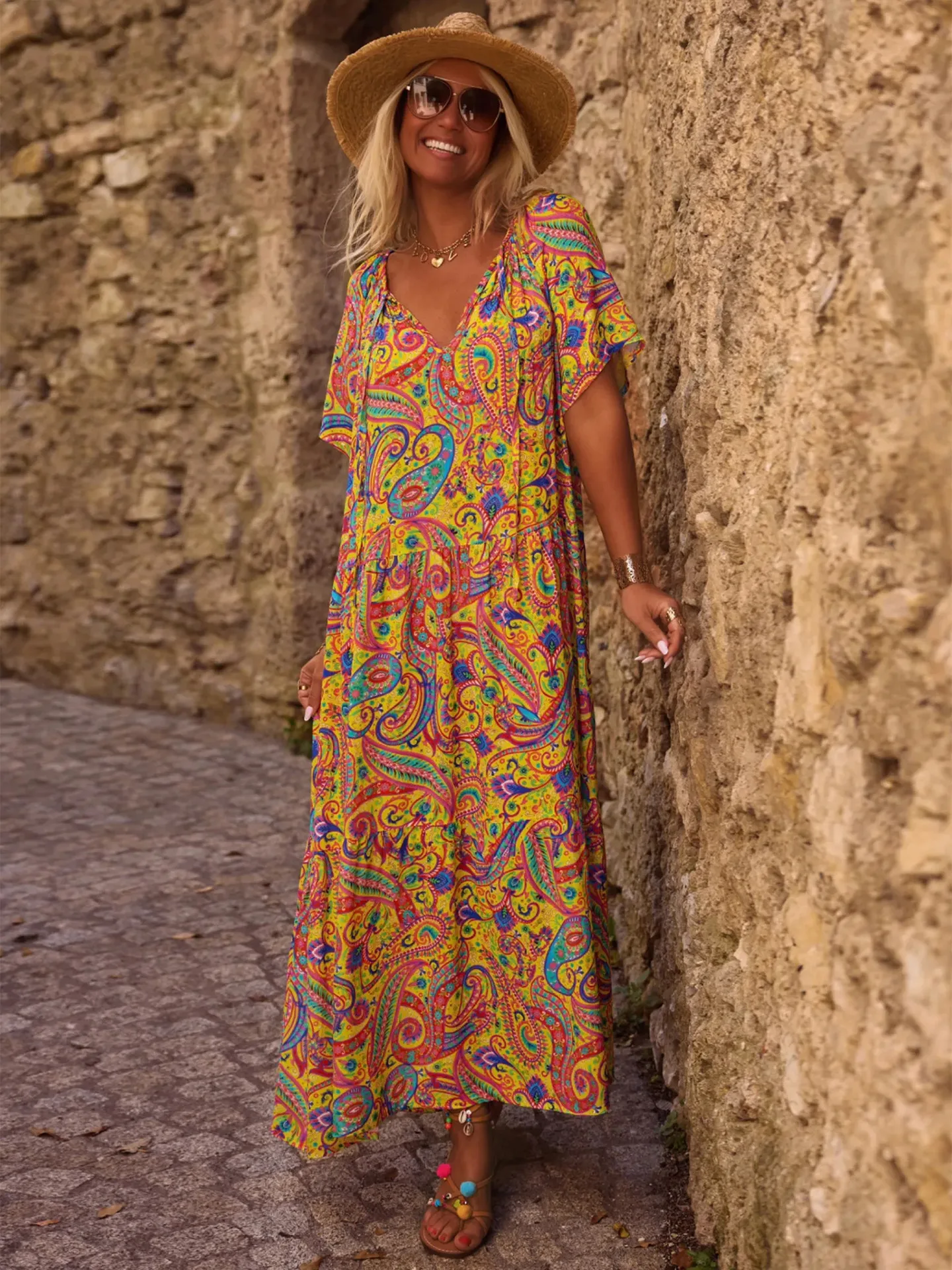 Spring And Summer Casual New  Bohemian Style Dress Digital Printing Vacation Retro Art Mid-length Dress For Women display picture 31