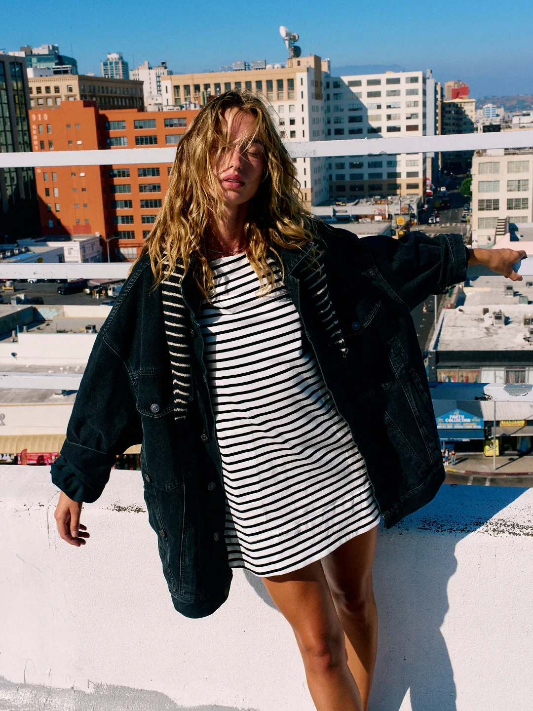 Color Stripe Half Sleeve Round Neck Pullover All-match Comfortable Casual Loose Long T Dress display picture 3
