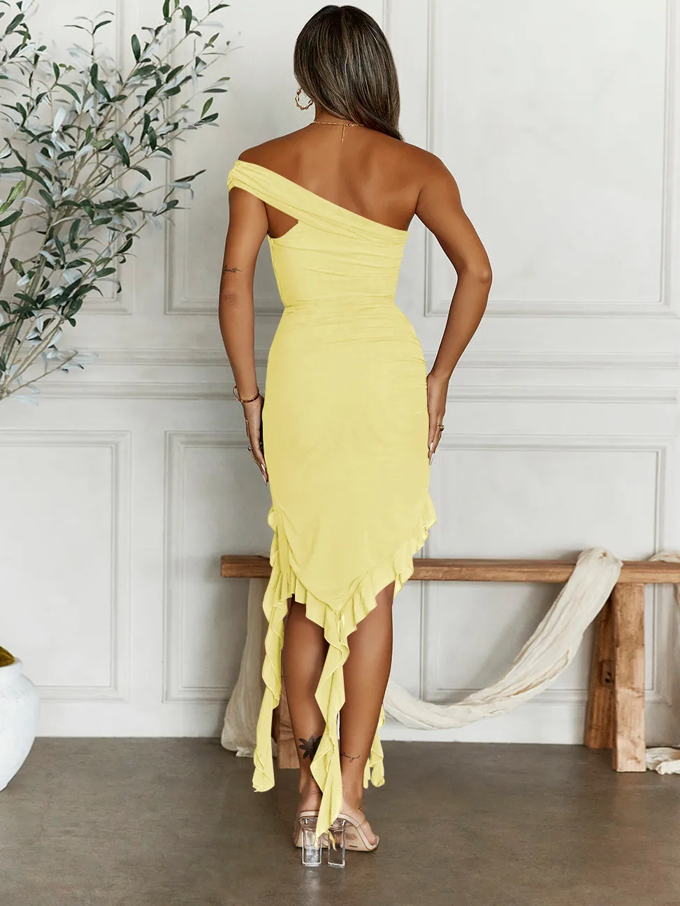 Europe And The United States Foreign Trade Women's  New Sexy Dress Irregular Long Skirt Backless Evening Dress display picture 24
