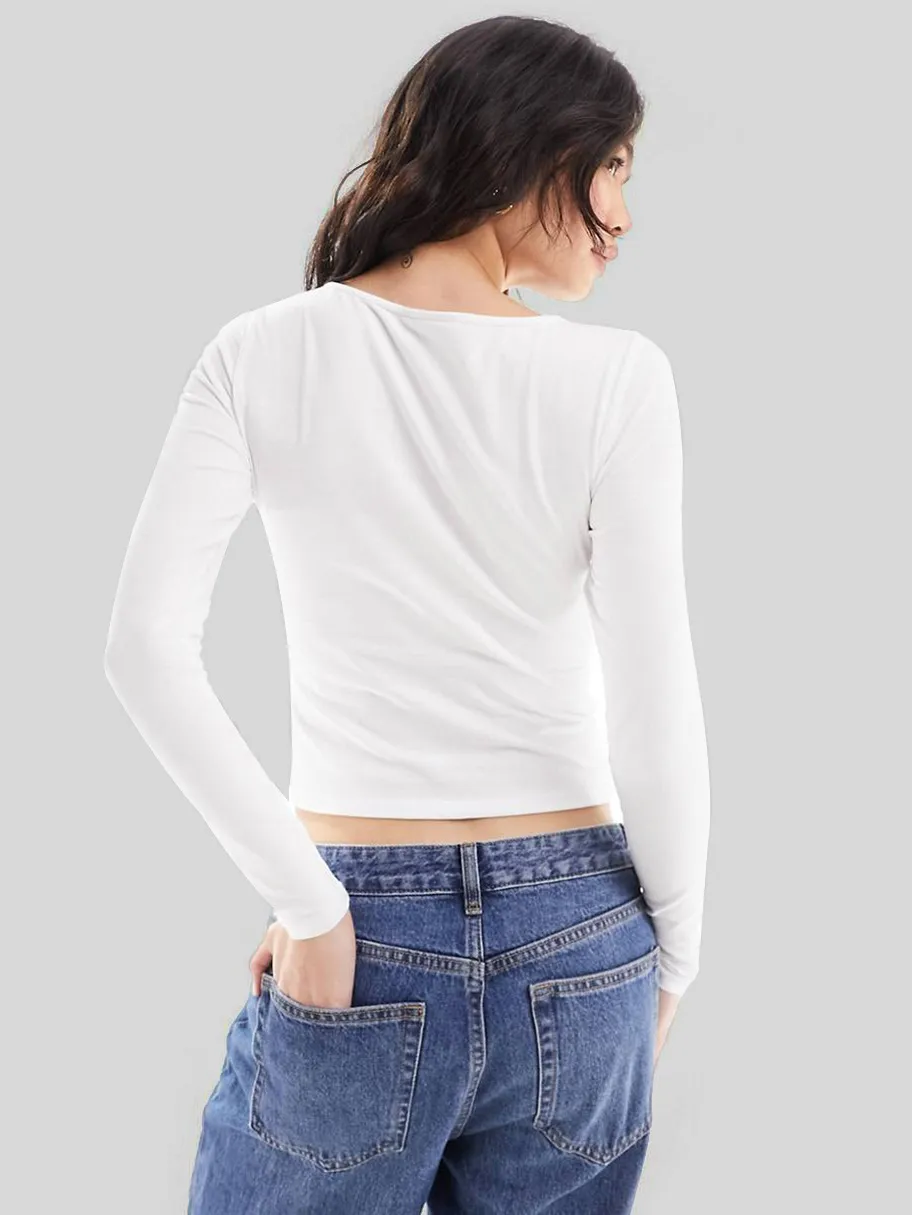 -style New Y2K Sexy Spice Girl Spring And Summer Slim-fit Hollow Bow Decorative Long-sleeved Top T-shirt display picture 5