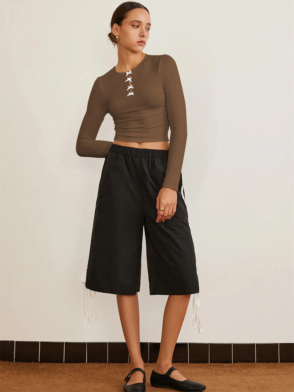-style New Y2K Sexy Spice Girl Spring And Summer Slim-fit Hollow Bow Decorative Long-sleeved Top T-shirt display picture 18