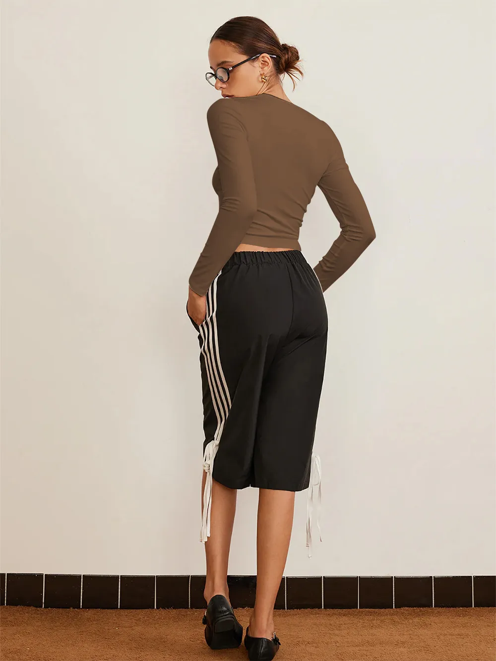 -style New Y2K Sexy Spice Girl Spring And Summer Slim-fit Hollow Bow Decorative Long-sleeved Top T-shirt display picture 19