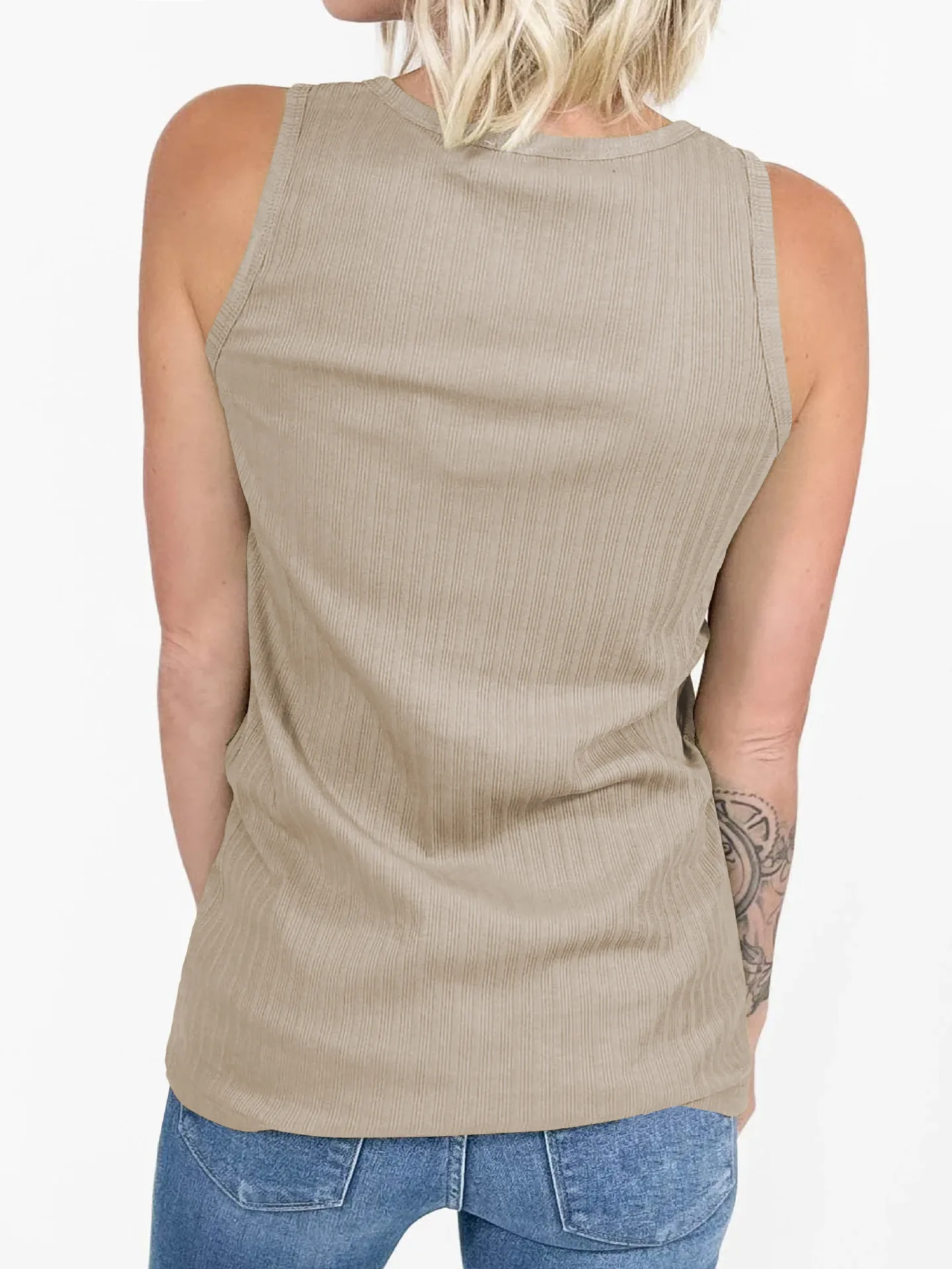 Summer New  Knitted Sleeveless Women's  Pit Strip Elegant Commuter Style Button Top  Vest Women display picture 19