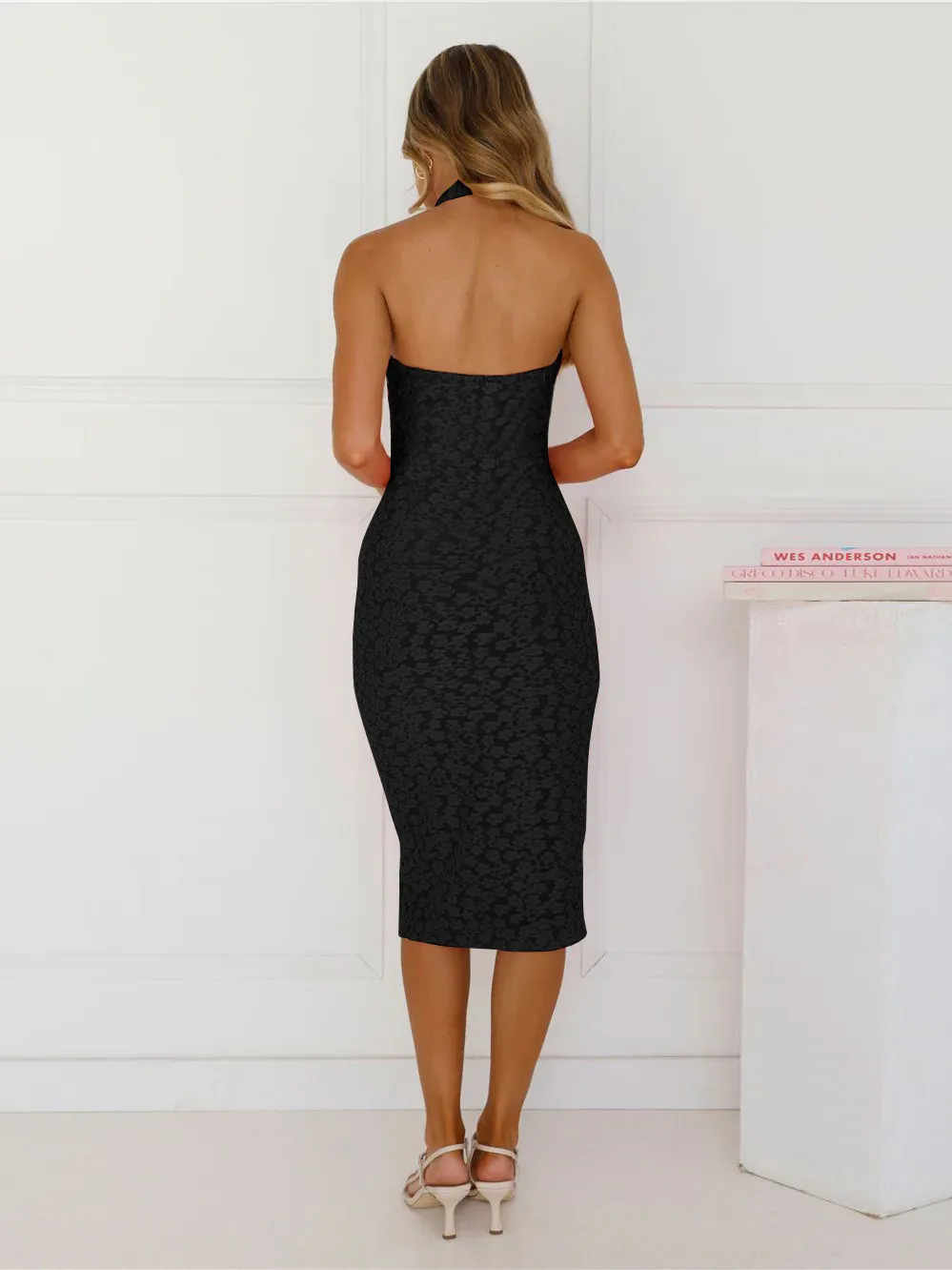 Foreign Trade  Spring And Summer   Style Women's Neck Hanging Evening Dress Backless Sexy Lace Waist Dress Women display picture 11