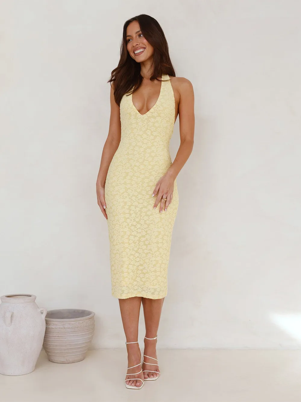 Foreign Trade  Spring And Summer   Style Women's Neck Hanging Evening Dress Backless Sexy Lace Waist Dress Women display picture 21