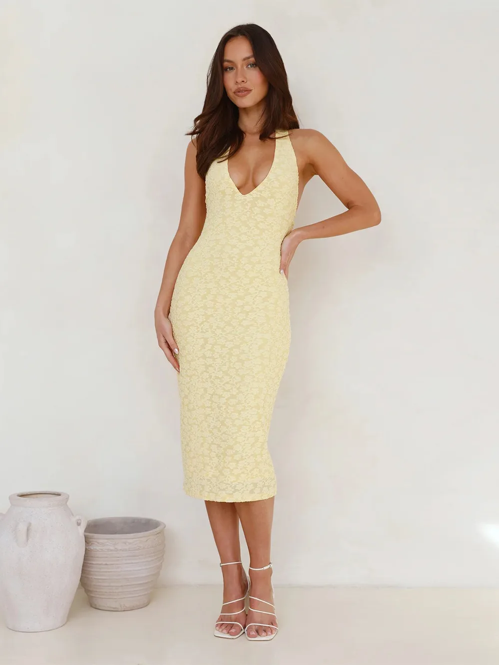 Foreign Trade  Spring And Summer   Style Women's Neck Hanging Evening Dress Backless Sexy Lace Waist Dress Women display picture 22
