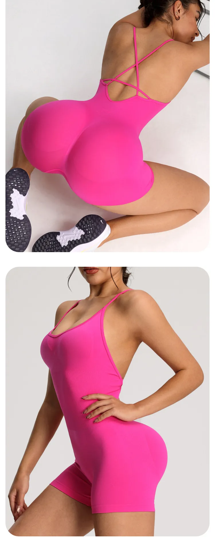 Sport Style Solid Color Nylon Spandex Strap Tracksuit Bodysuits Yoga Bodysuit display picture 2