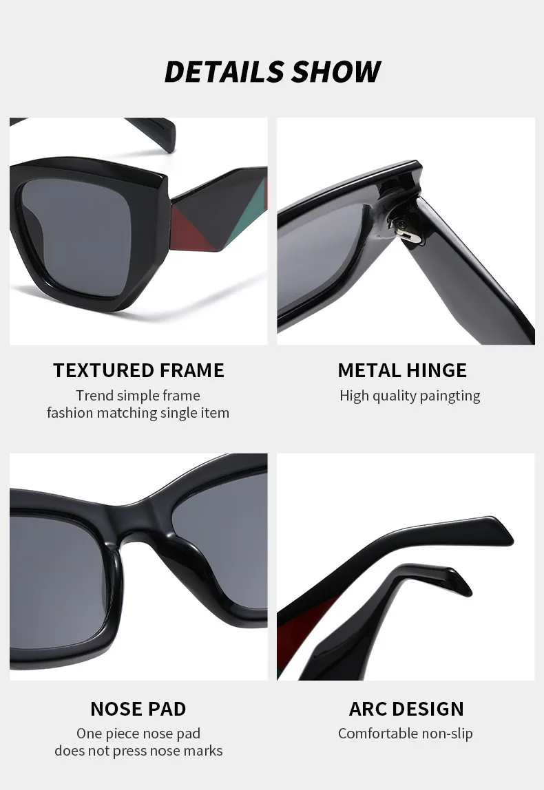 Hip-Hop Punk Streetwear Color Block PC UV400 Protection Tinted Lenses Polygon Full Frame Glasses display picture 5