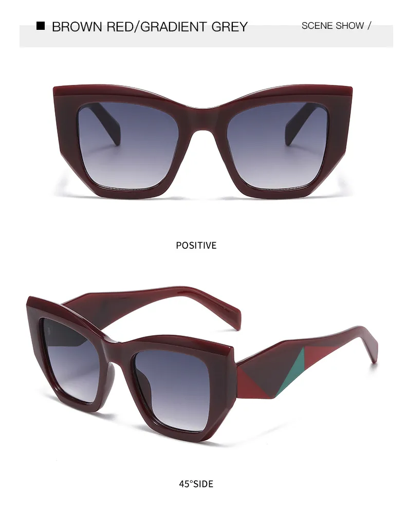 Hip-Hop Punk Streetwear Color Block PC UV400 Protection Tinted Lenses Polygon Full Frame Glasses display picture 17