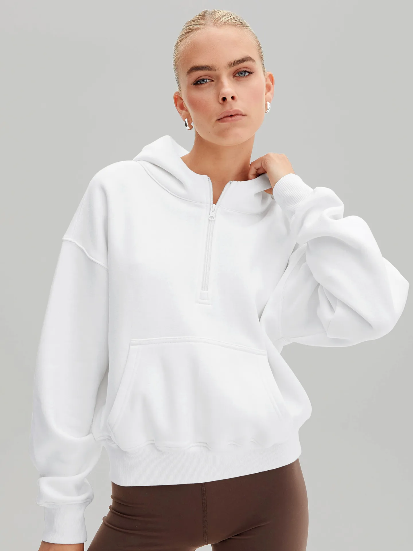 Designed  Explosions Personality Tide Brand Half Zipper Sweater Fashion Loose Pullover Hoodie Long Sleeve Jacket Wholesale display picture 3