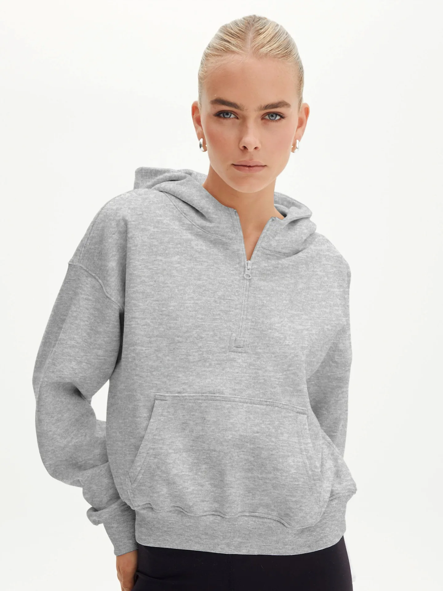 Designed  Explosions Personality Tide Brand Half Zipper Sweater Fashion Loose Pullover Hoodie Long Sleeve Jacket Wholesale display picture 11
