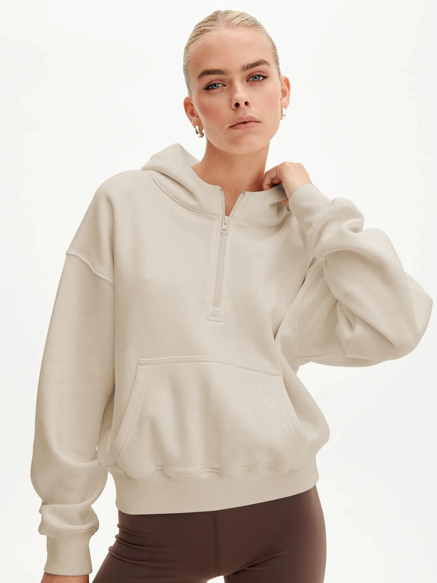 Designed  Explosions Personality Tide Brand Half Zipper Sweater Fashion Loose Pullover Hoodie Long Sleeve Jacket Wholesale display picture 23