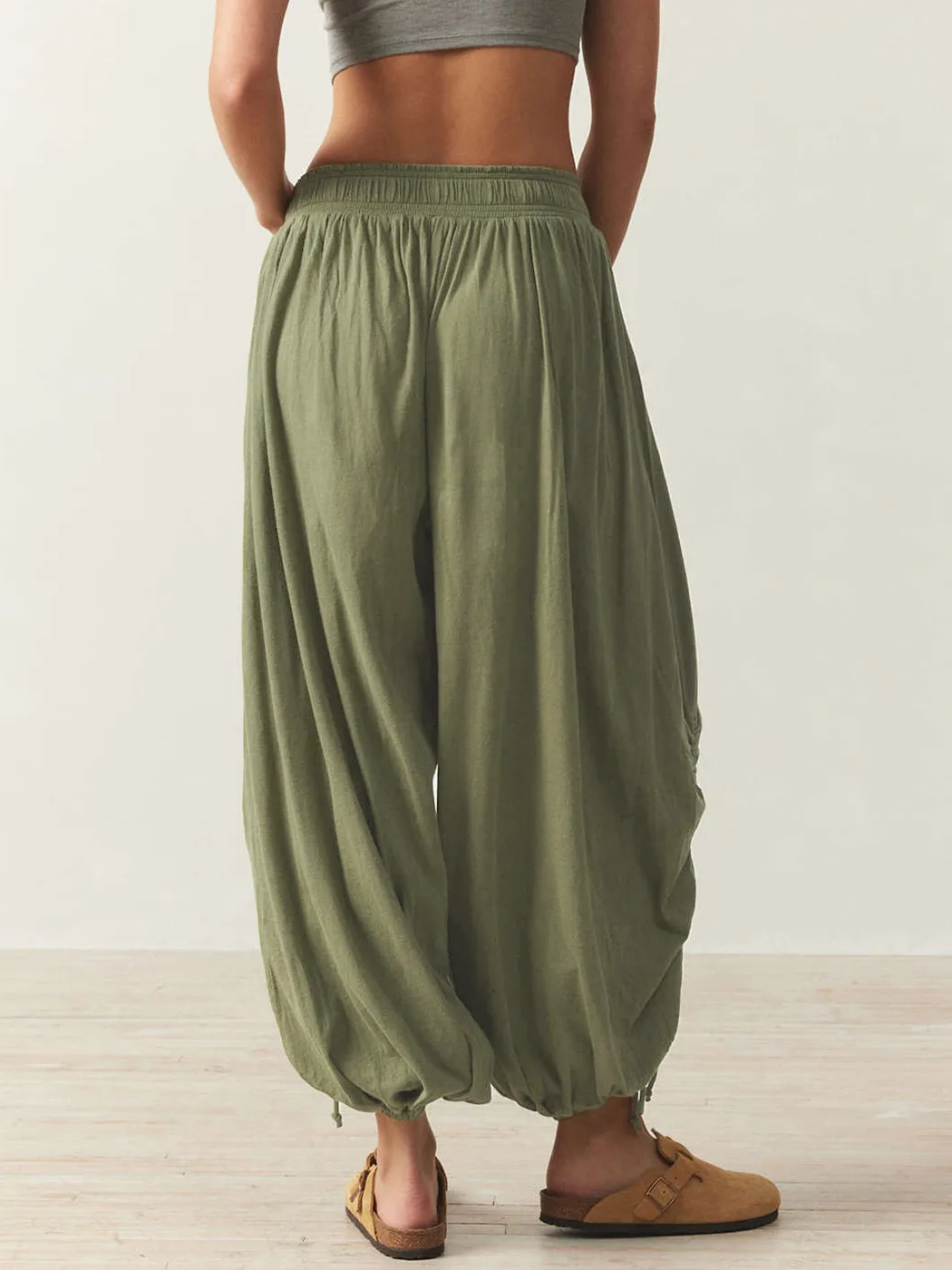 Foreign Trade Fashion  Fashion Solid Color Drawstring Lace-up Design Sense Lantern Casual Comfortable Autumn Cropped Pants display picture 21