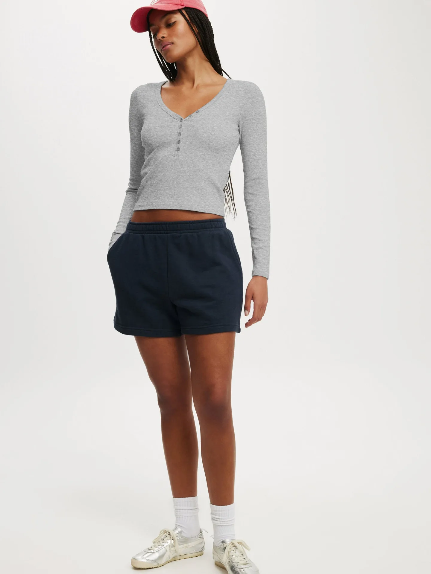 Fashion  Knitted Navel Short Long Sleeve Slim Slim Top Button V-Neck Autumn And Winter Base Shirt display picture 10