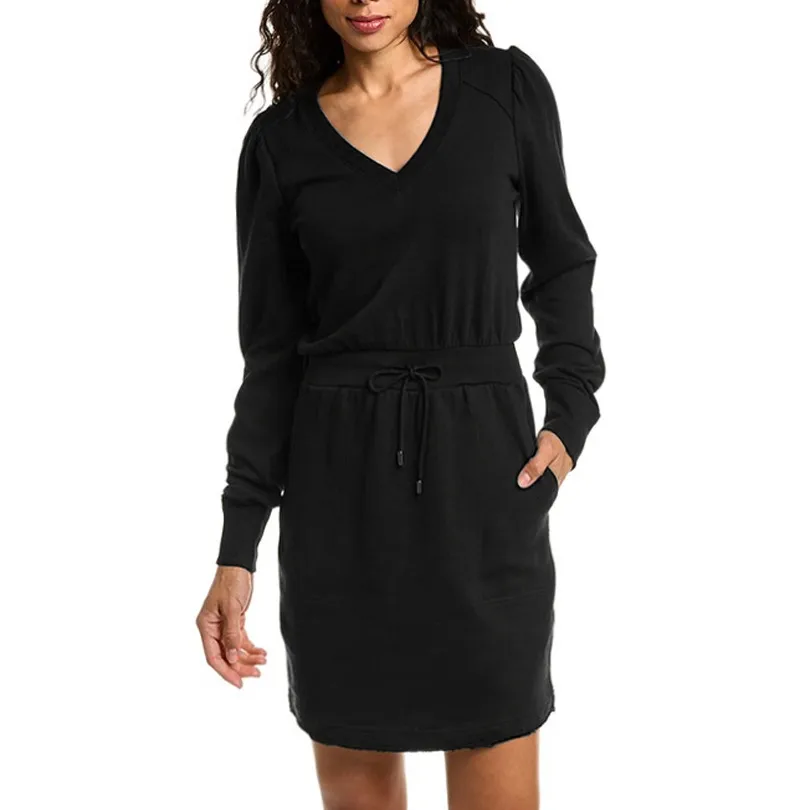 Wish Explosions Autumn And Winter Joker Solid Color V-Neck Pocket Fashion Dress Elegant Simple Hot Women's Clothing display picture 32