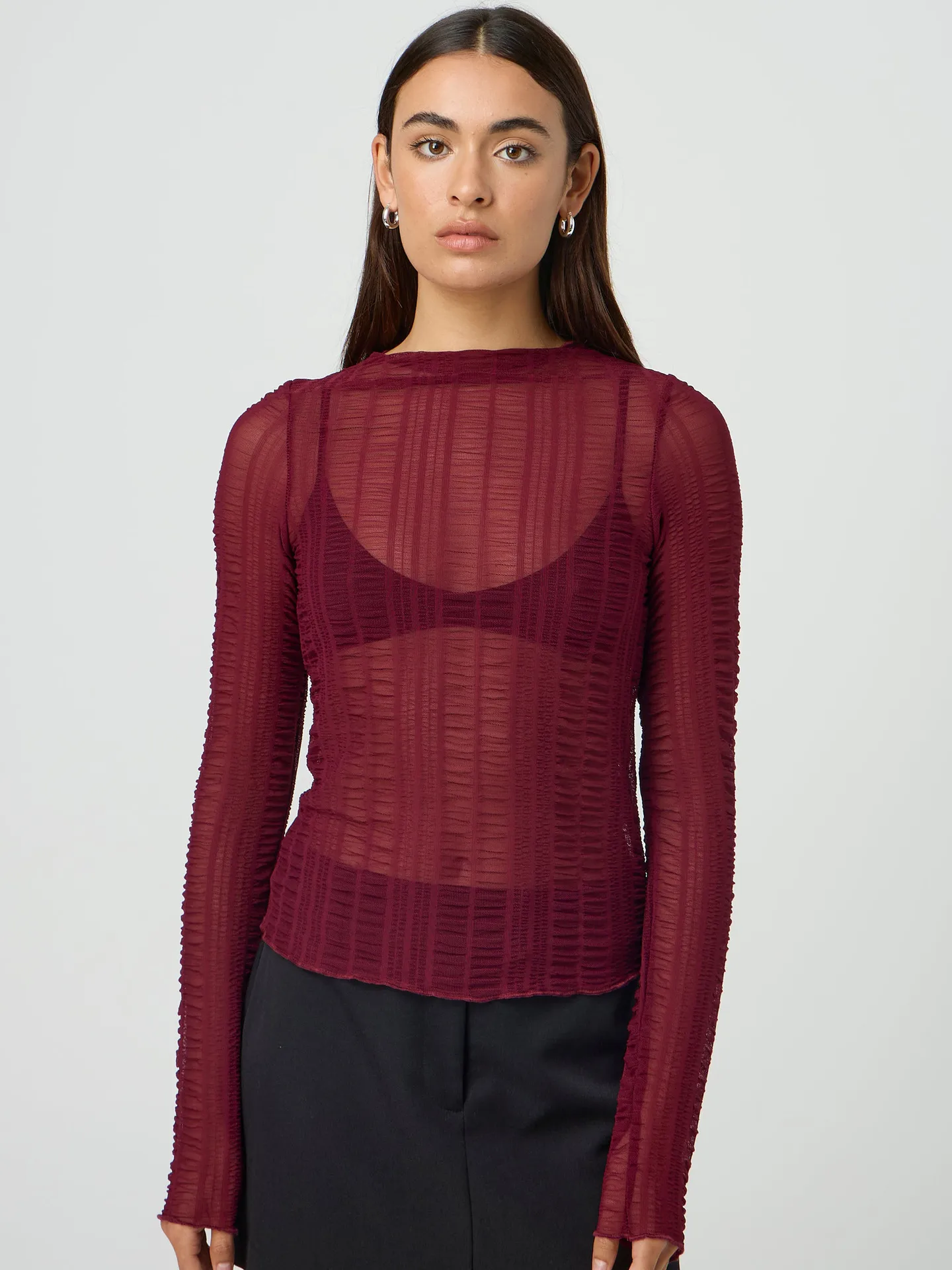 Fashion Women's Sexy Hollow New Long Sleeve Y2K Lace Top T-shirt Versatile Solid Color Blouse display picture 12