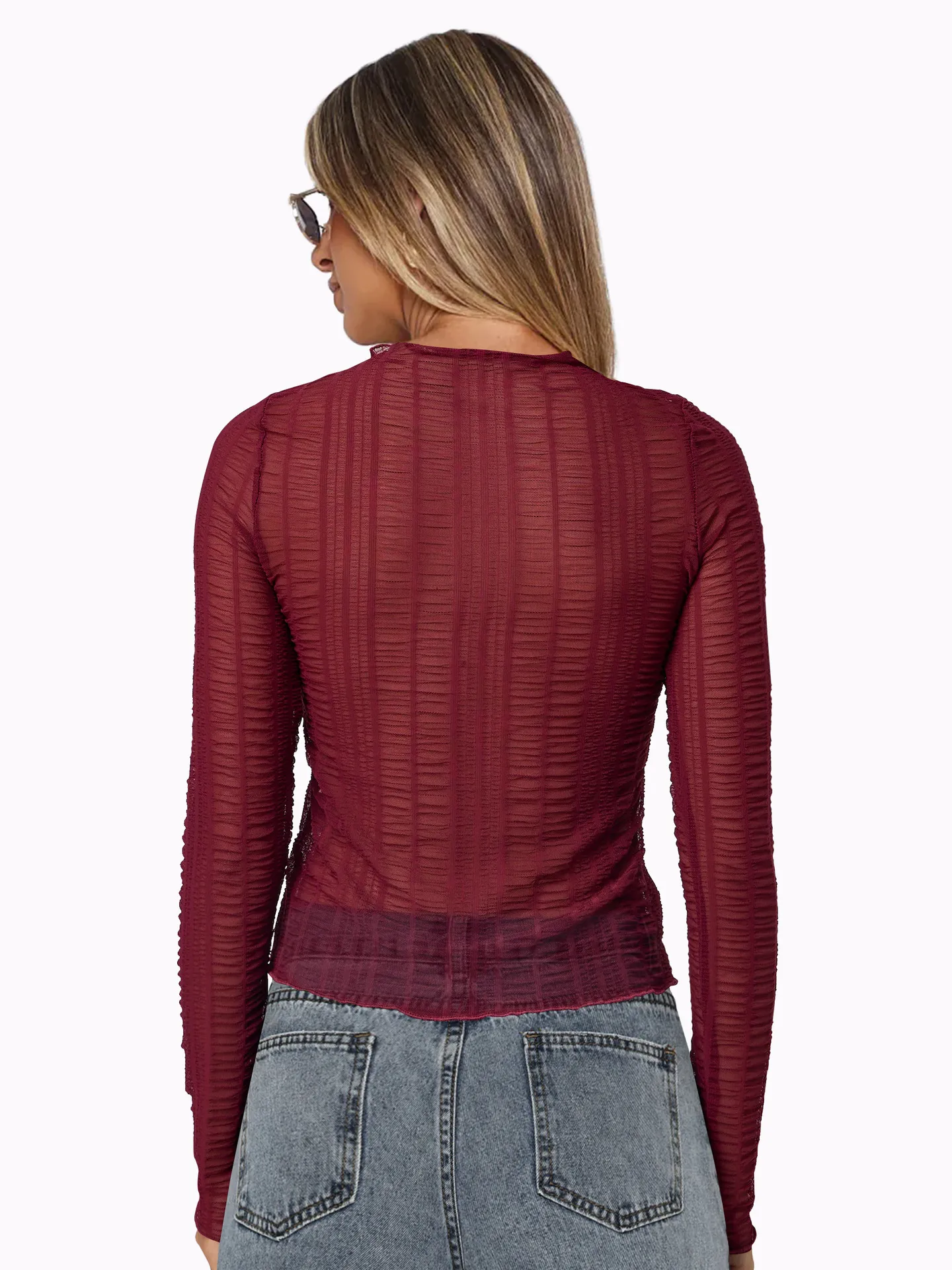 Fashion Women's Sexy Hollow New Long Sleeve Y2K Lace Top T-shirt Versatile Solid Color Blouse display picture 15