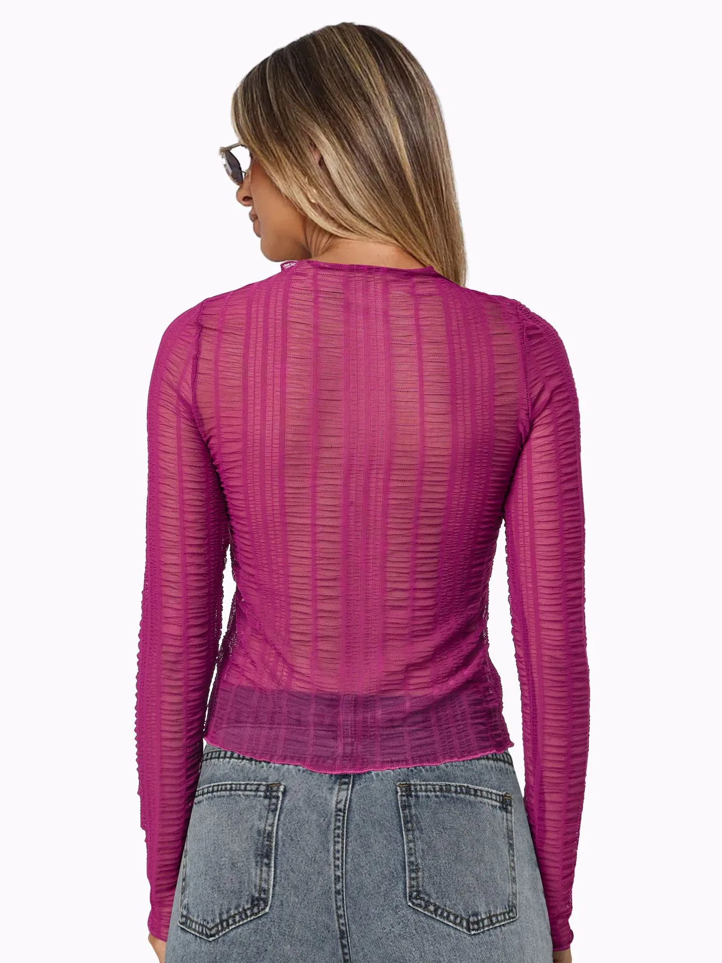Fashion Women's Sexy Hollow New Long Sleeve Y2K Lace Top T-shirt Versatile Solid Color Blouse display picture 20