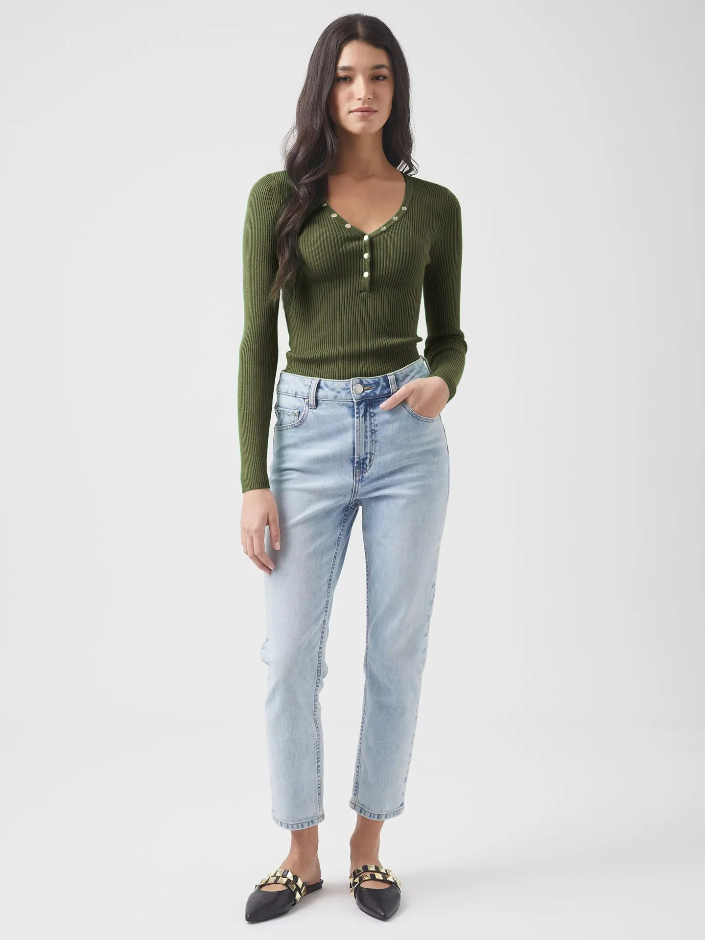 Wish Hot Selling Foreign Trade Y2K Autumn And Winter Women's V-Neck Long Sleeve  Style Threaded Button Solid Color Bm Top display picture 15