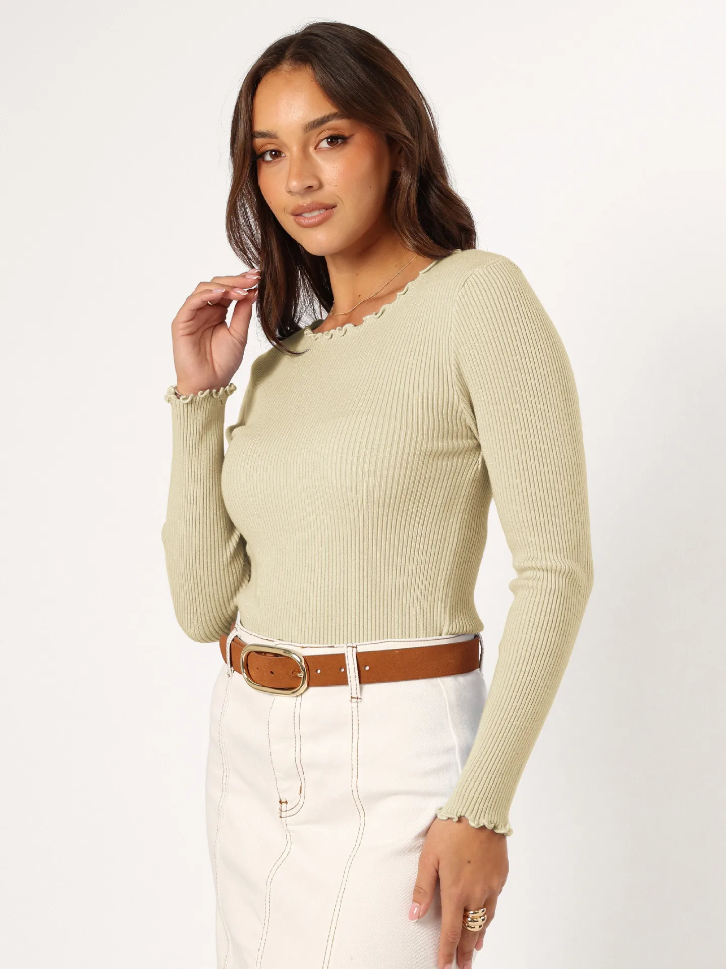Fashion Threaded Solid Color Long Sleeve Knitted Top Round Neck Lace Warm 24 Explosions Inner T-Shirt display picture 17