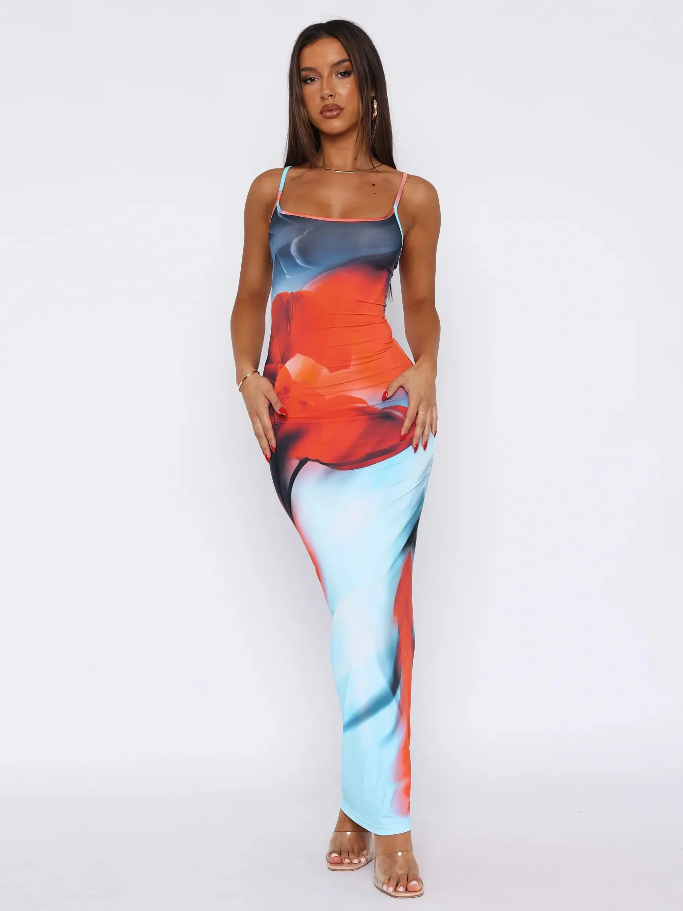 Sexy Digital Printed Slip Dress Women's Long Sleeveless Bohemian Style Holiday Dress Women display picture 12