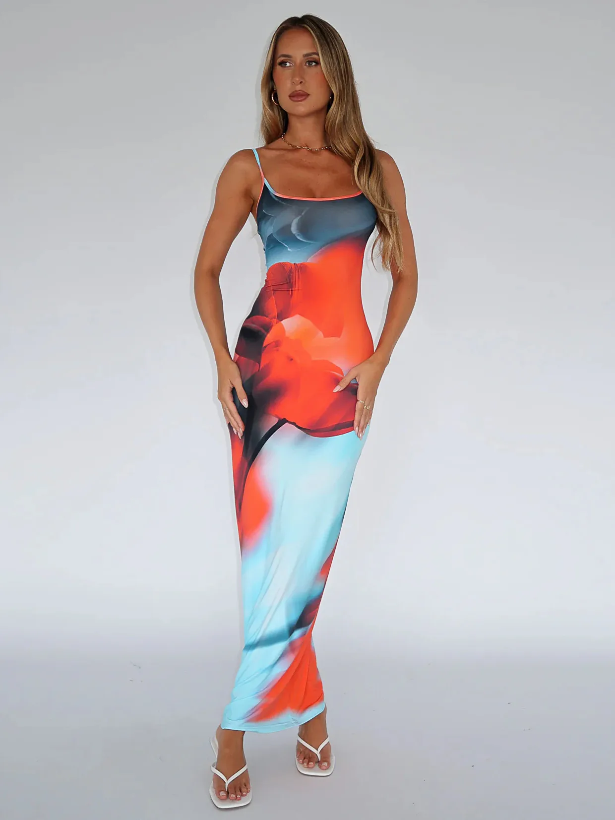 Sexy Digital Printed Slip Dress Women's Long Sleeveless Bohemian Style Holiday Dress Women display picture 15