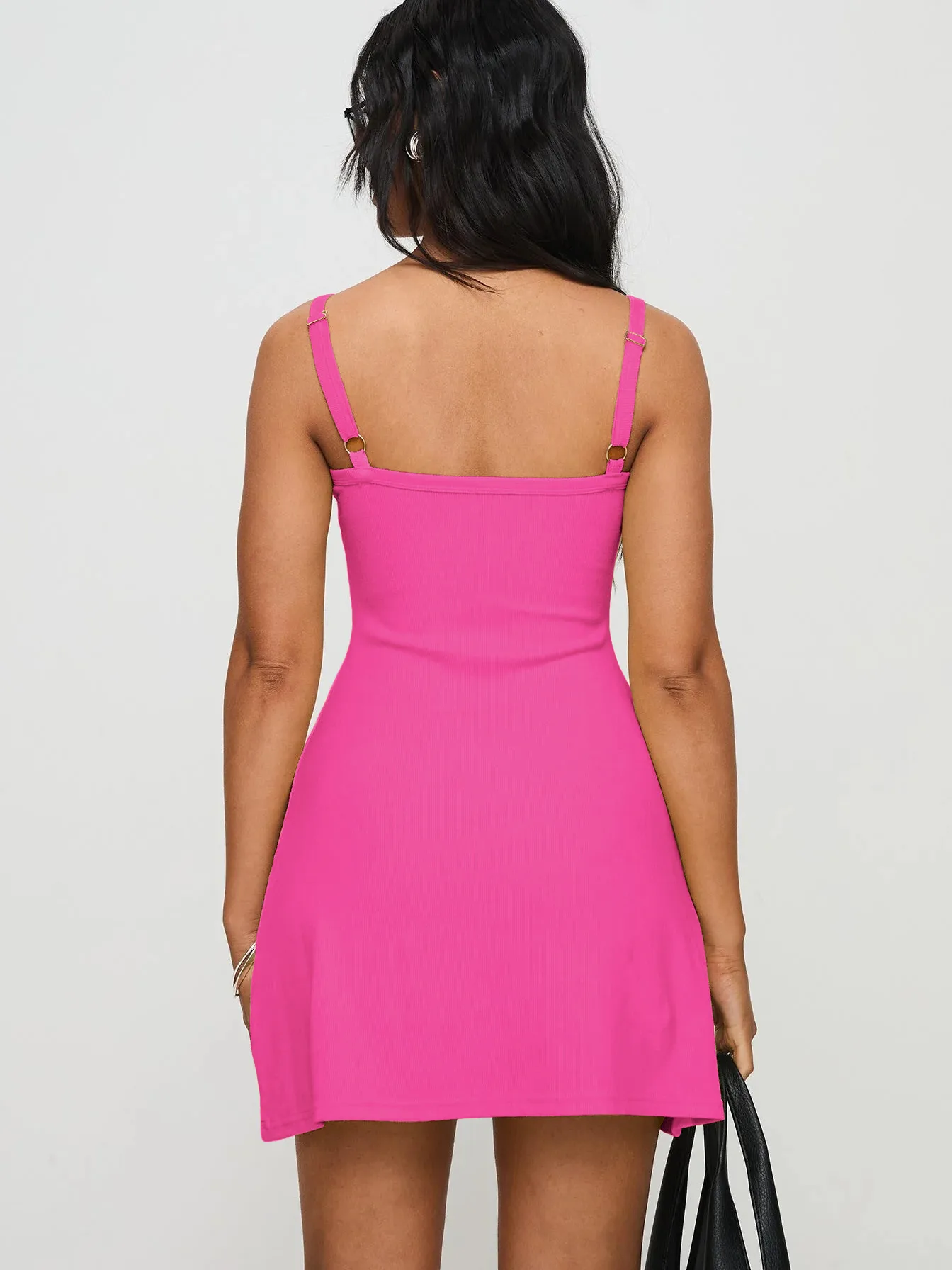 Sexy Hot Girl Summer Women's Solid Color Button Waist Slimming Sling Dress Threaded  Style Skirt display picture 13