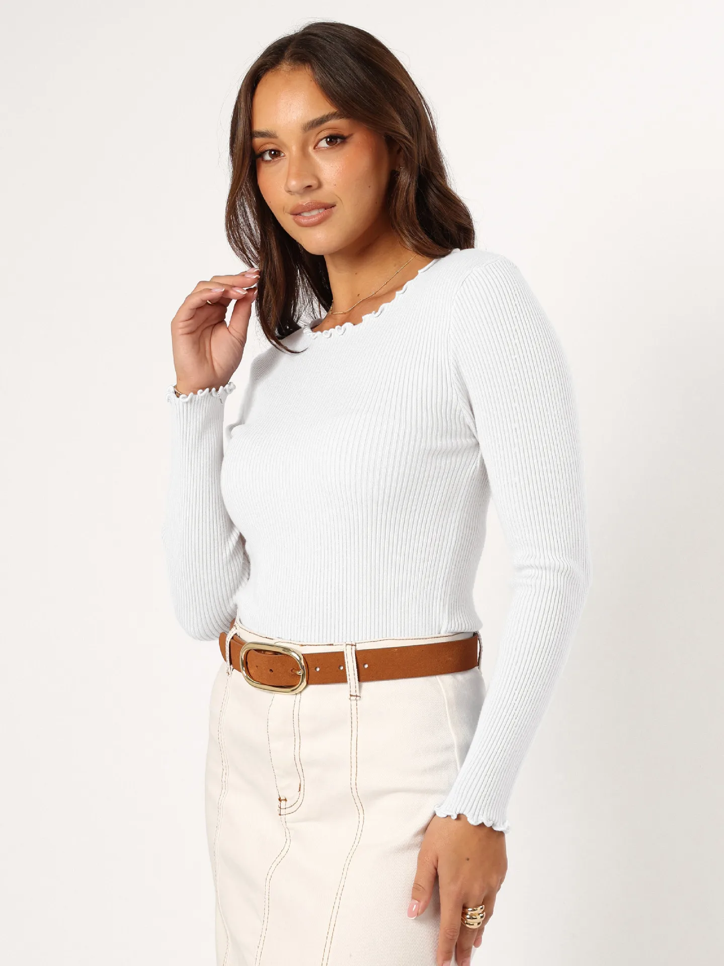 Fashion Threaded Solid Color Long Sleeve Knitted Top Round Neck Lace Warm 24 Explosions Inner T-Shirt display picture 22