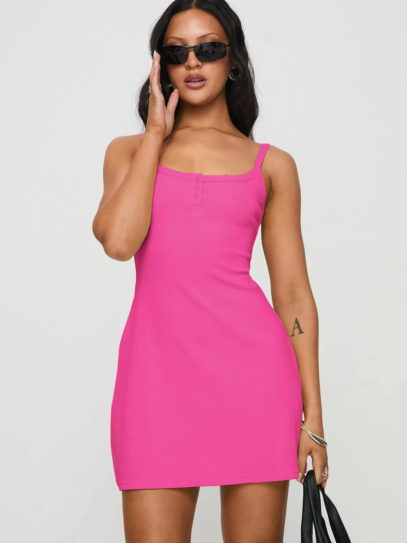 Sexy Hot Girl Summer Women's Solid Color Button Waist Slimming Sling Dress Threaded  Style Skirt display picture 16