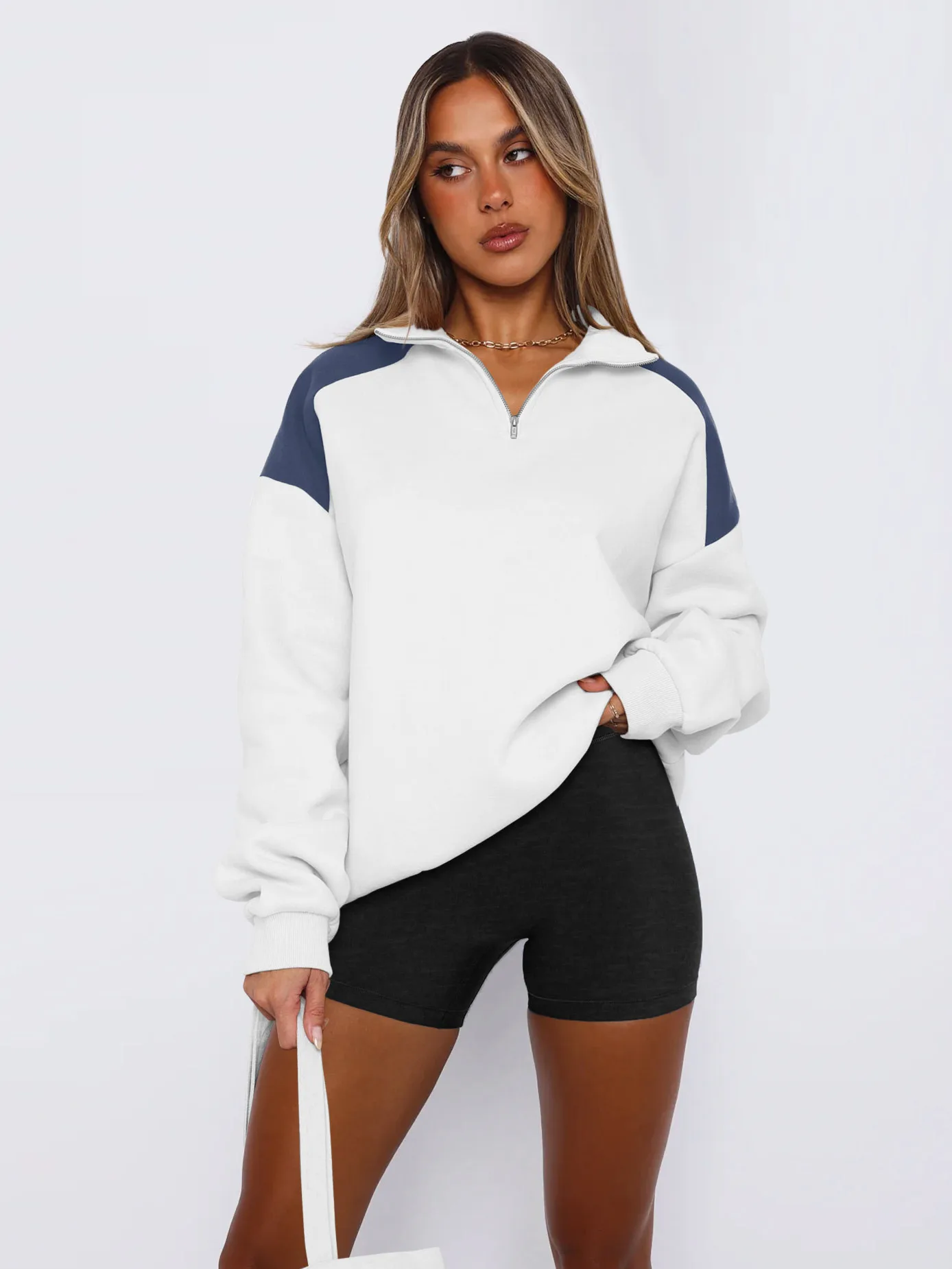 Explosions  Women's Clothing American Sweater Women's Spring Fashion Brand  Contrast Color Zipper Baseball Suit display picture 3