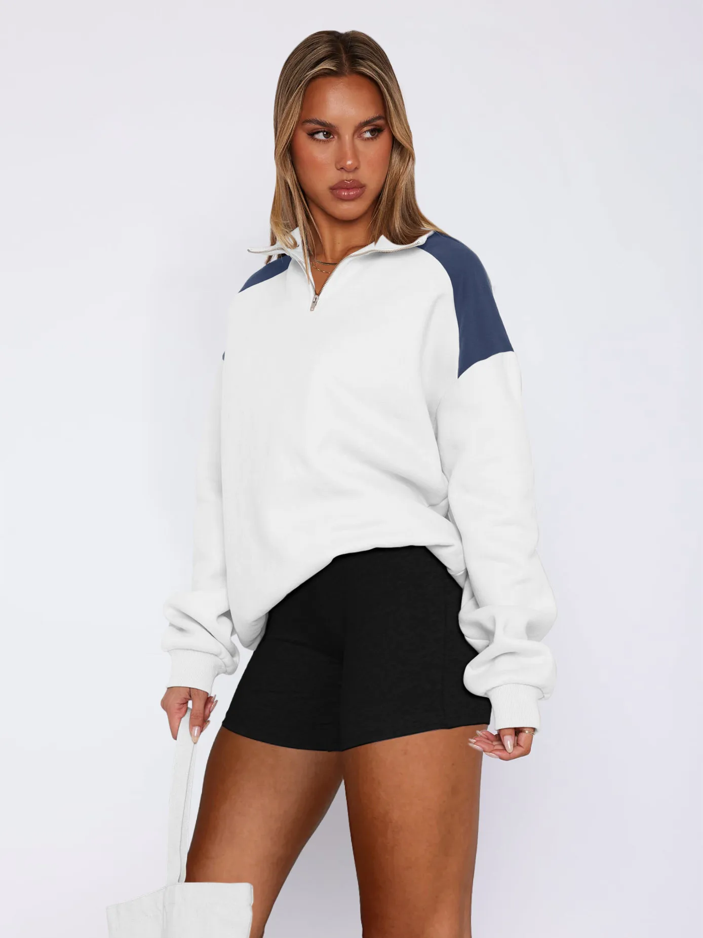 Explosions  Women's Clothing American Sweater Women's Spring Fashion Brand  Contrast Color Zipper Baseball Suit display picture 4