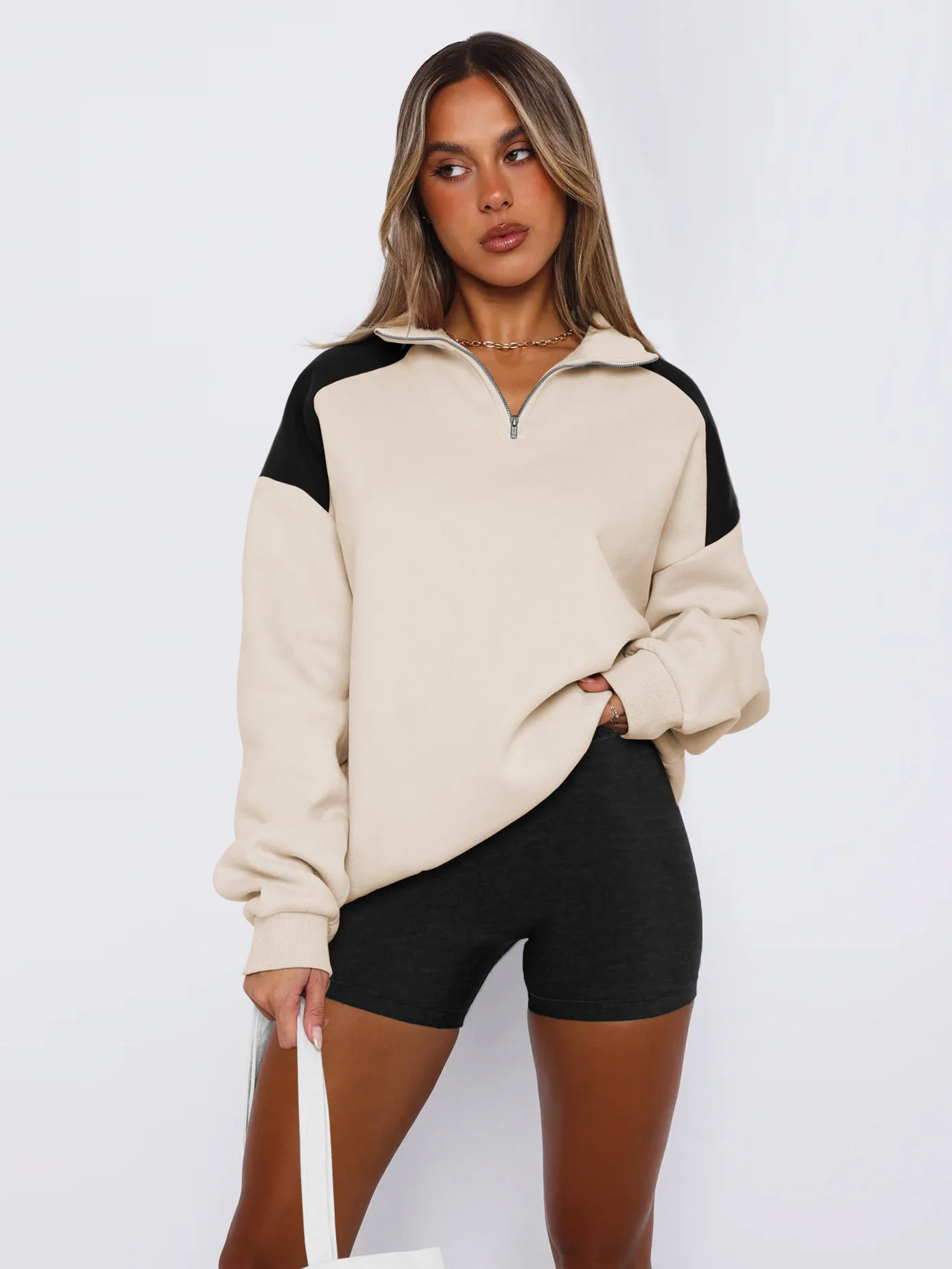 Explosions  Women's Clothing American Sweater Women's Spring Fashion Brand  Contrast Color Zipper Baseball Suit display picture 7