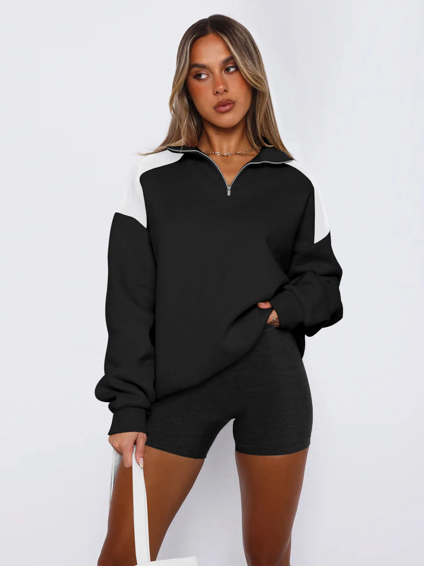 Explosions  Women's Clothing American Sweater Women's Spring Fashion Brand  Contrast Color Zipper Baseball Suit display picture 11