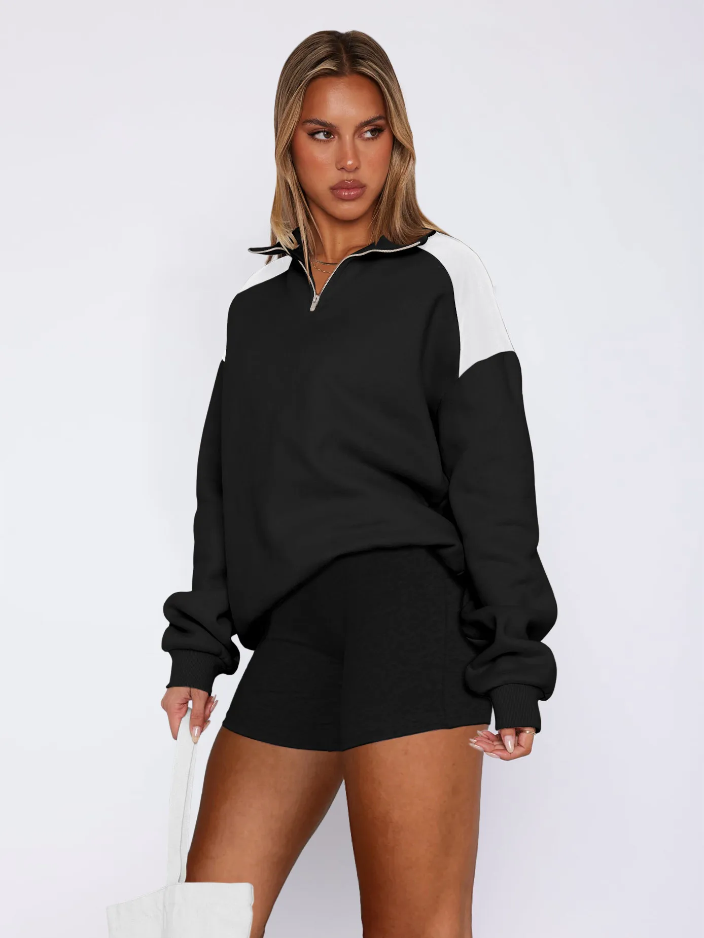 Explosions  Women's Clothing American Sweater Women's Spring Fashion Brand  Contrast Color Zipper Baseball Suit display picture 12