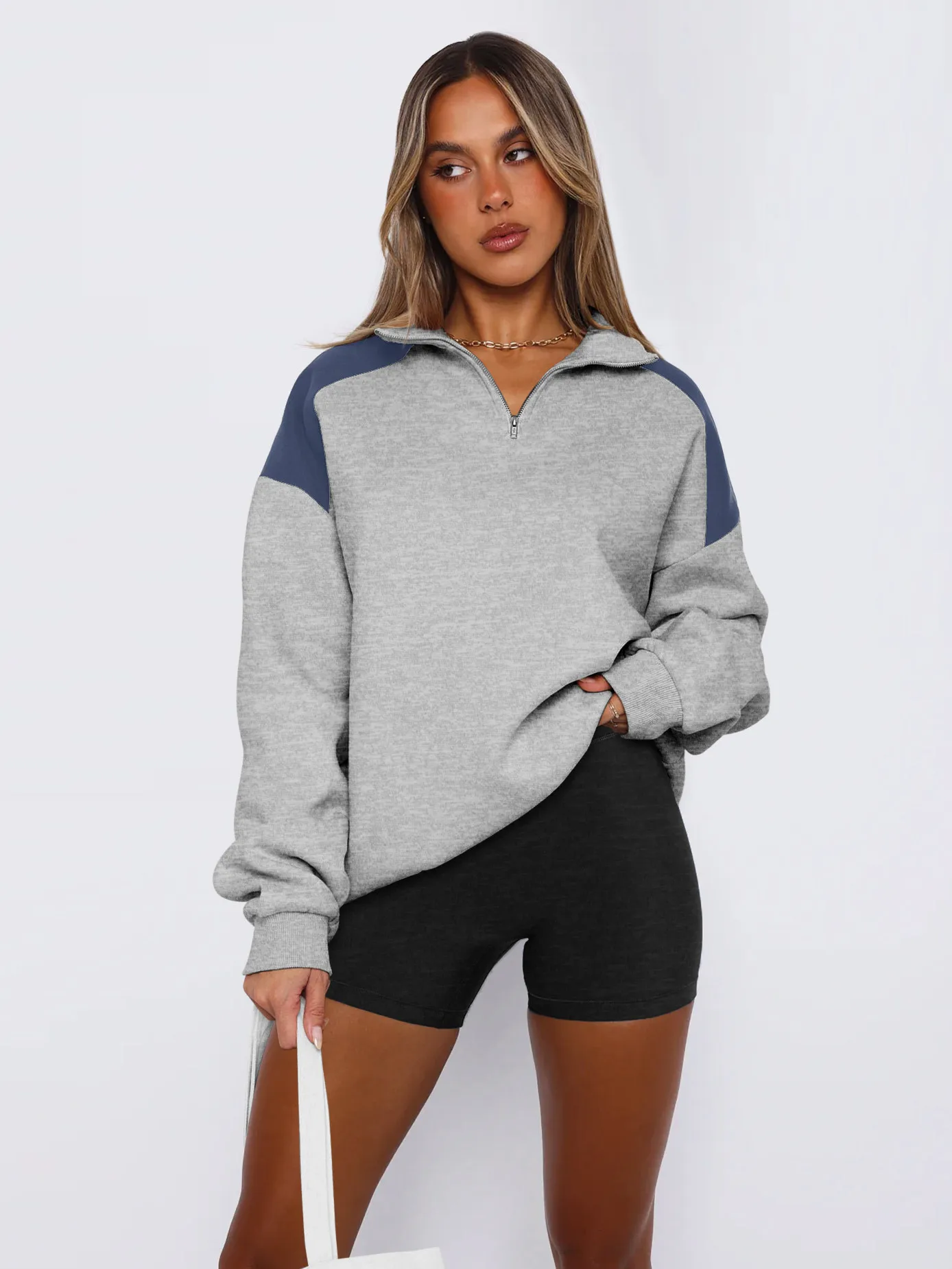 Explosions  Women's Clothing American Sweater Women's Spring Fashion Brand  Contrast Color Zipper Baseball Suit display picture 15