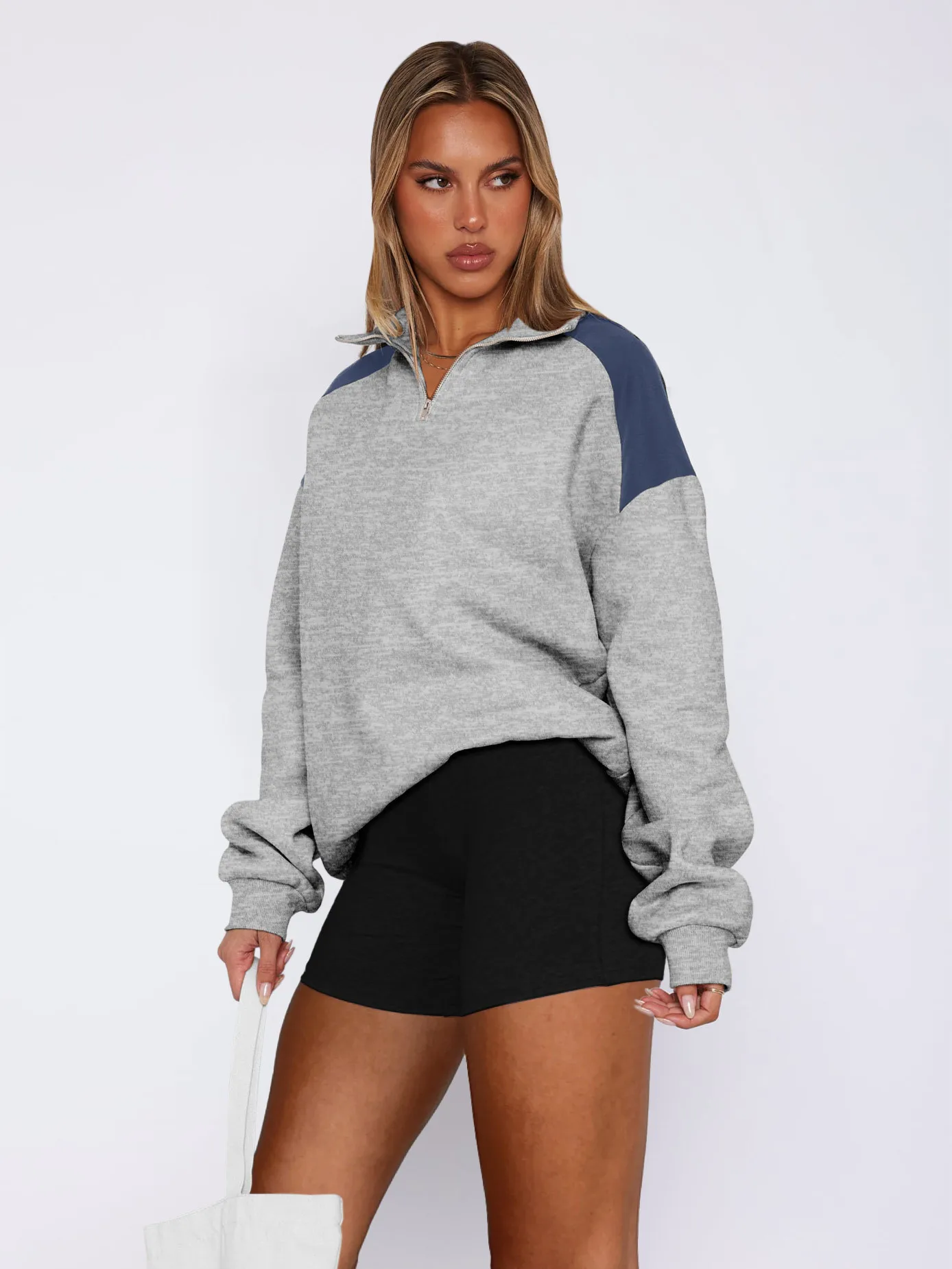 Explosions  Women's Clothing American Sweater Women's Spring Fashion Brand  Contrast Color Zipper Baseball Suit display picture 16
