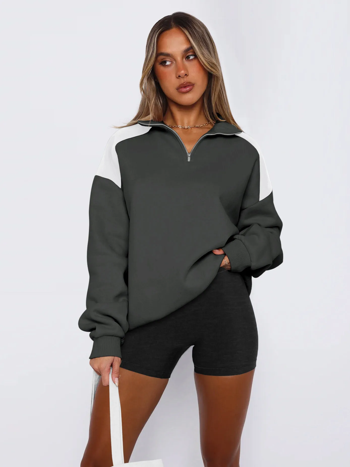 Explosions  Women's Clothing American Sweater Women's Spring Fashion Brand  Contrast Color Zipper Baseball Suit display picture 19