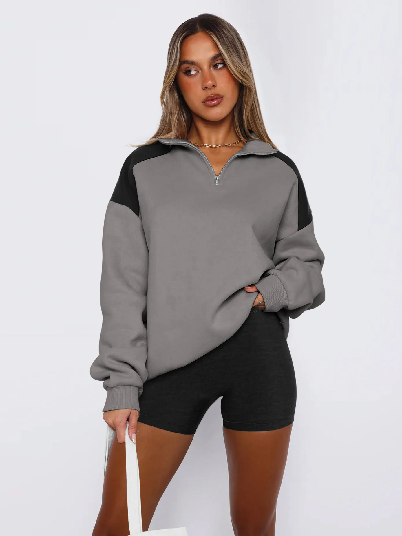 Explosions  Women's Clothing American Sweater Women's Spring Fashion Brand  Contrast Color Zipper Baseball Suit display picture 23