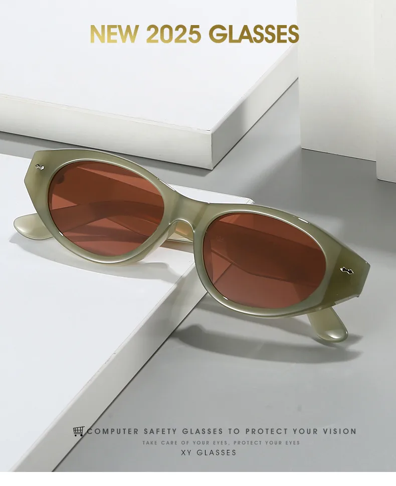 Casual Style Basic Lady Solid Color PC UV400 Protection Cat Eye Full Frame Glasses display picture 1