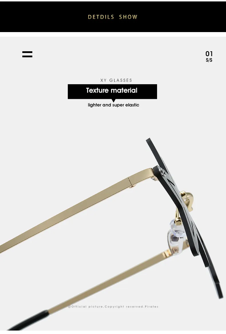 Elegant Hip-Hop Exaggerated Solid Color PC UV400 Protection Special-Shaped Mirror Frameless Glasses display picture 14