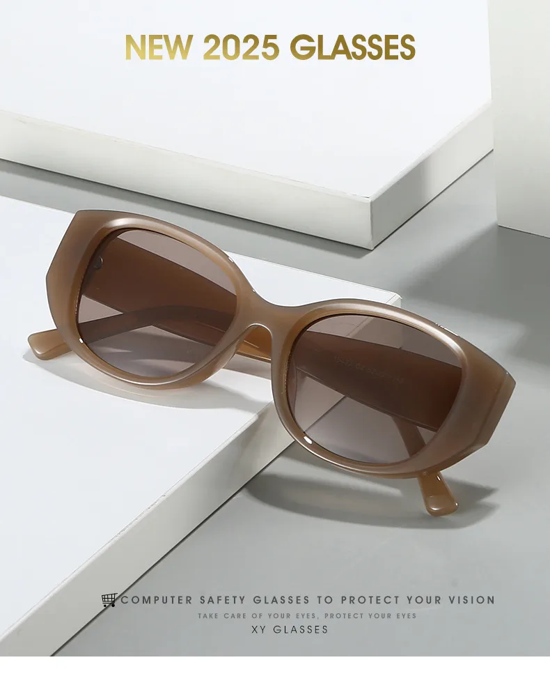 Elegant Basic Lady Solid Color PC Oval Frame Full Frame Glasses display picture 1